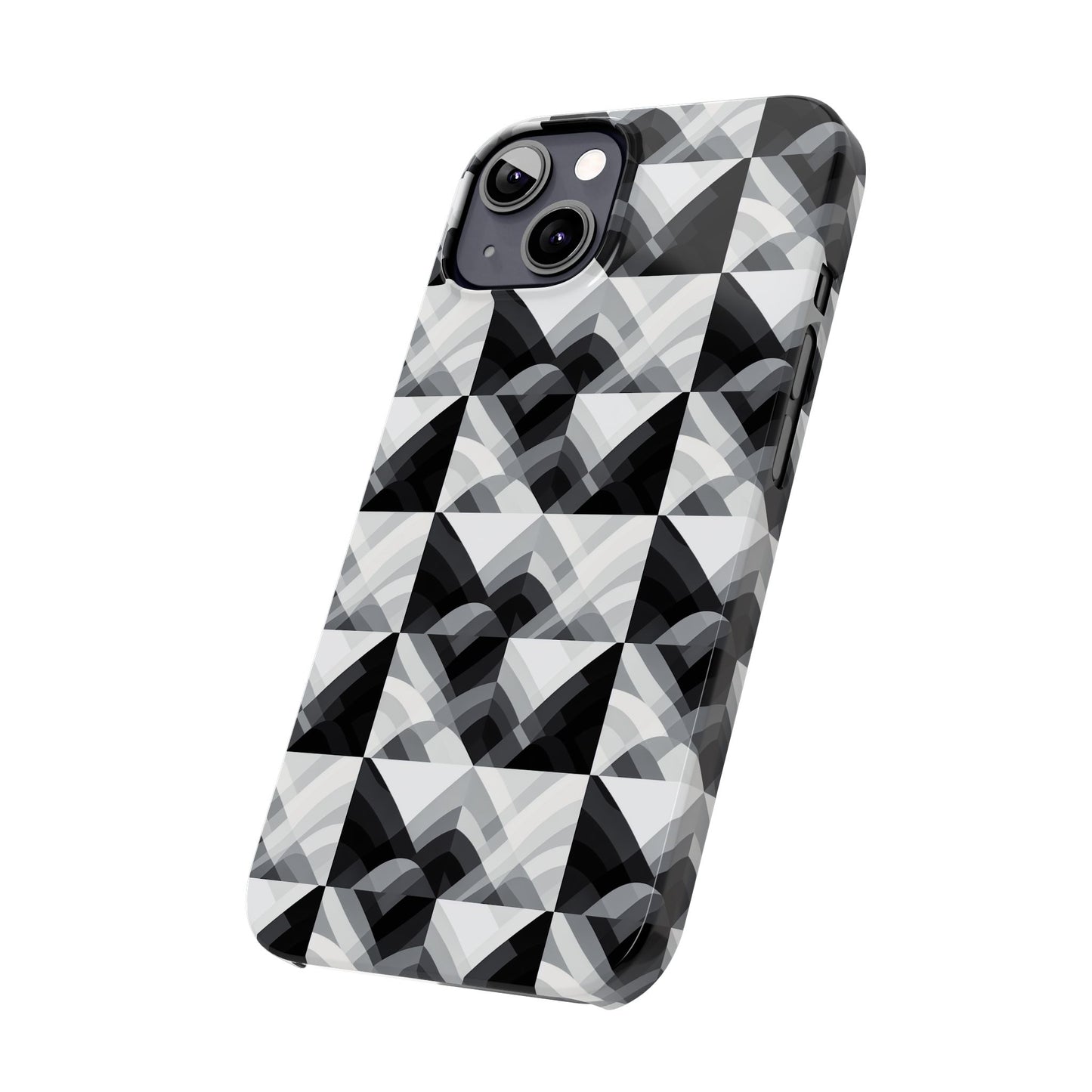 Stylish Black and Gray Slim Phone Case - Geometric Pattern for Modern Aesthetics