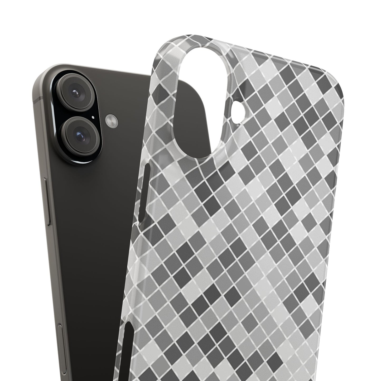 Chic Grey Mosaic Slim Phone Case - Stylish Protection for Modern Lifestyle