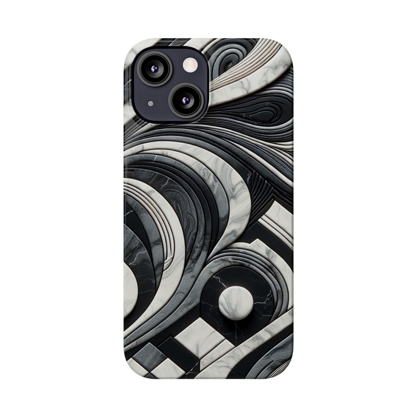 Elegant Marble Slim Phone Case - Stylish Black & White Design