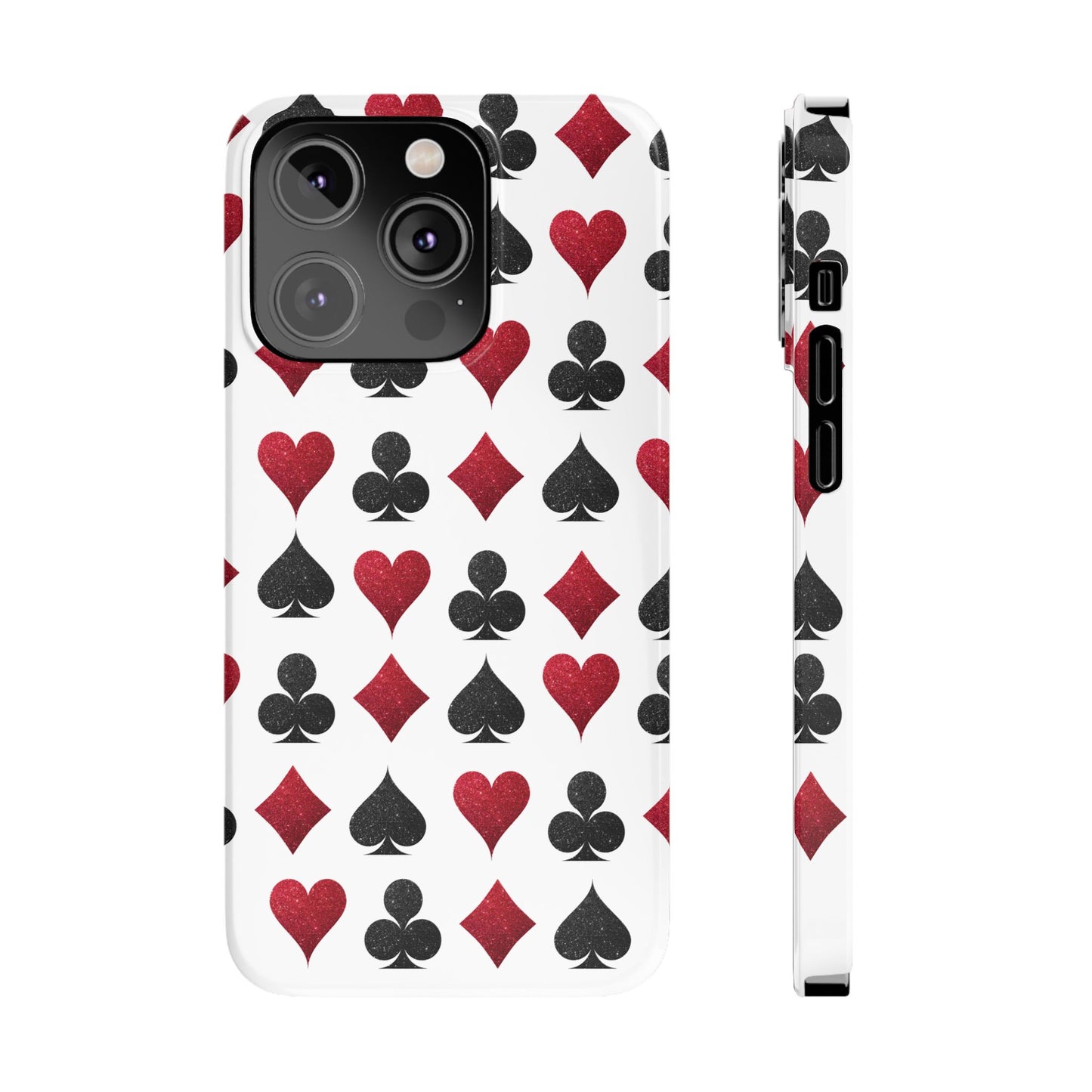 Stylish Playing Card Slim Phone Case - Red & Black Design