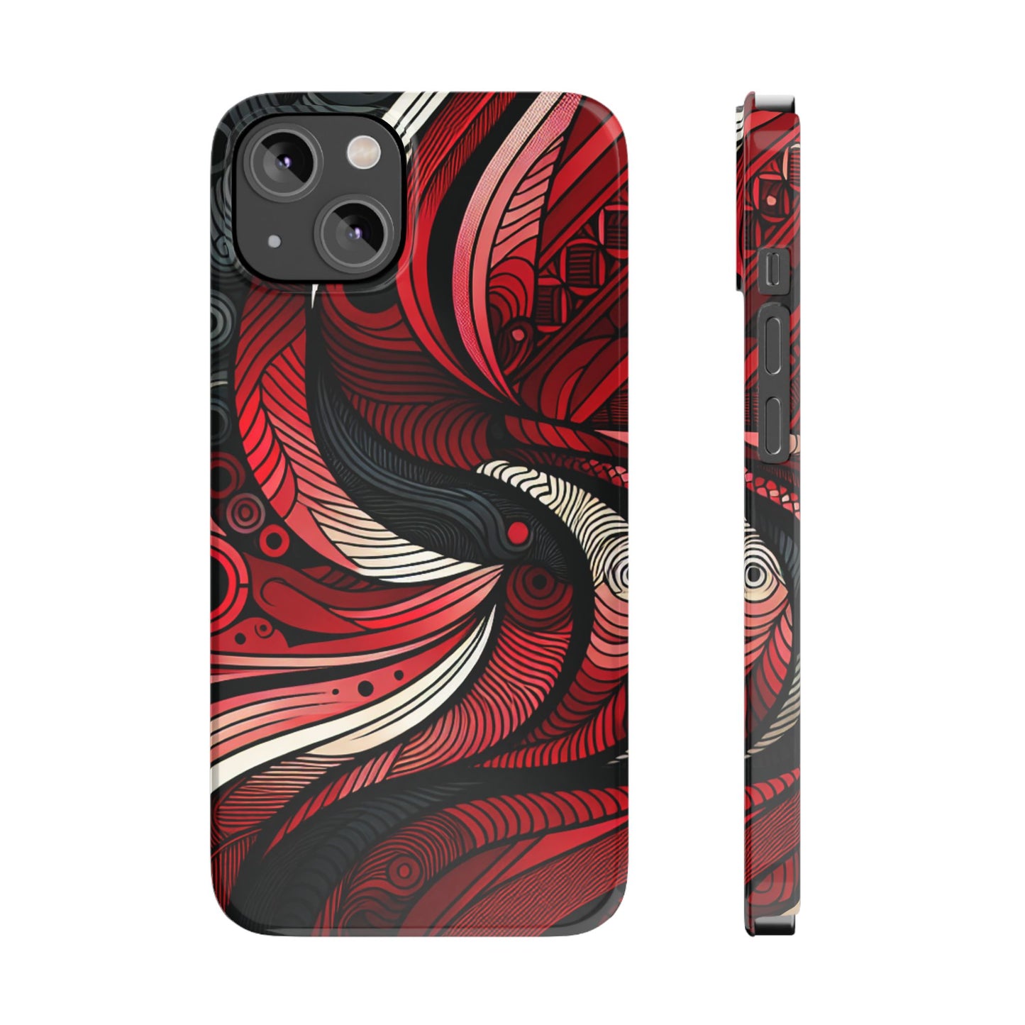 Artistic Red Swirl Slim Phone Case - Trendy Design for Stylish Protection