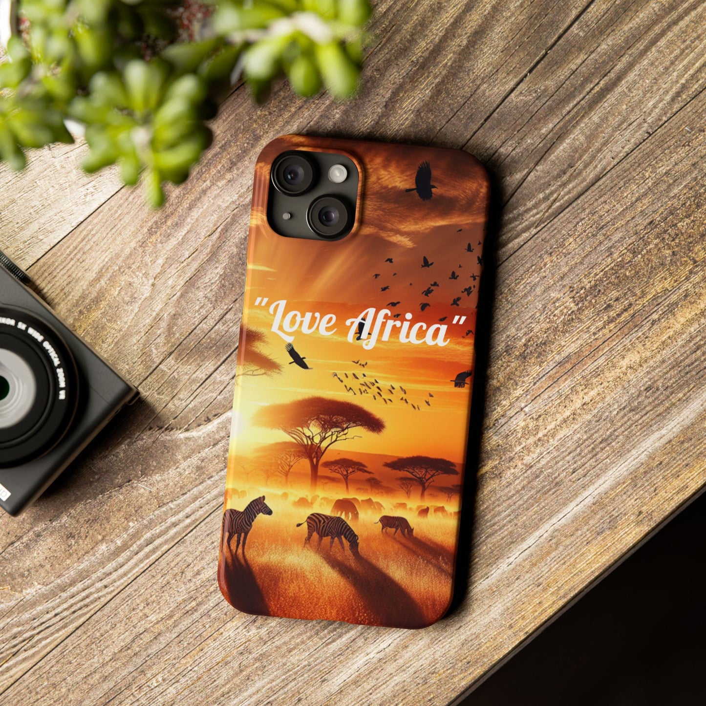 Slim Phone Case - "Love Africa" Sunset Design - Perfect Gift for Nature Lovers