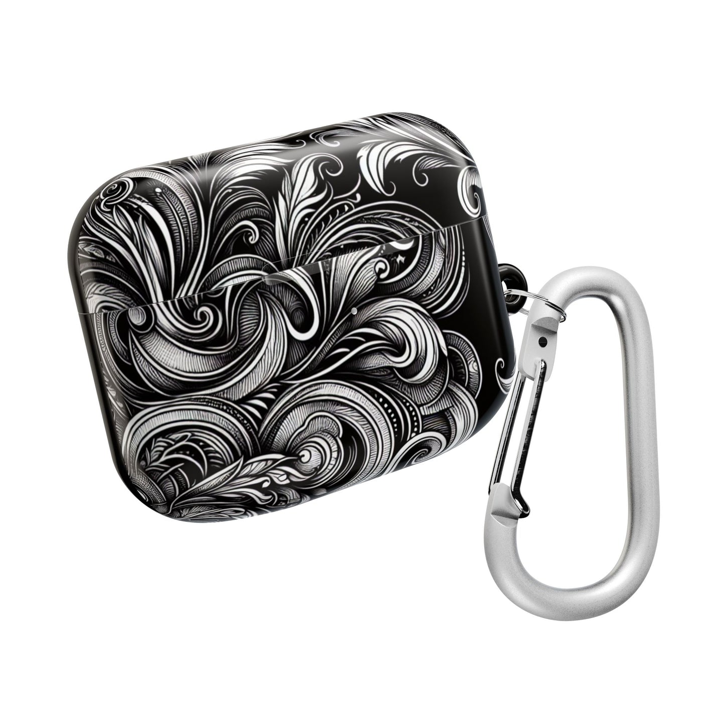 Artistic Black AirPod Case – Stylish Protection with Swirling Pattern