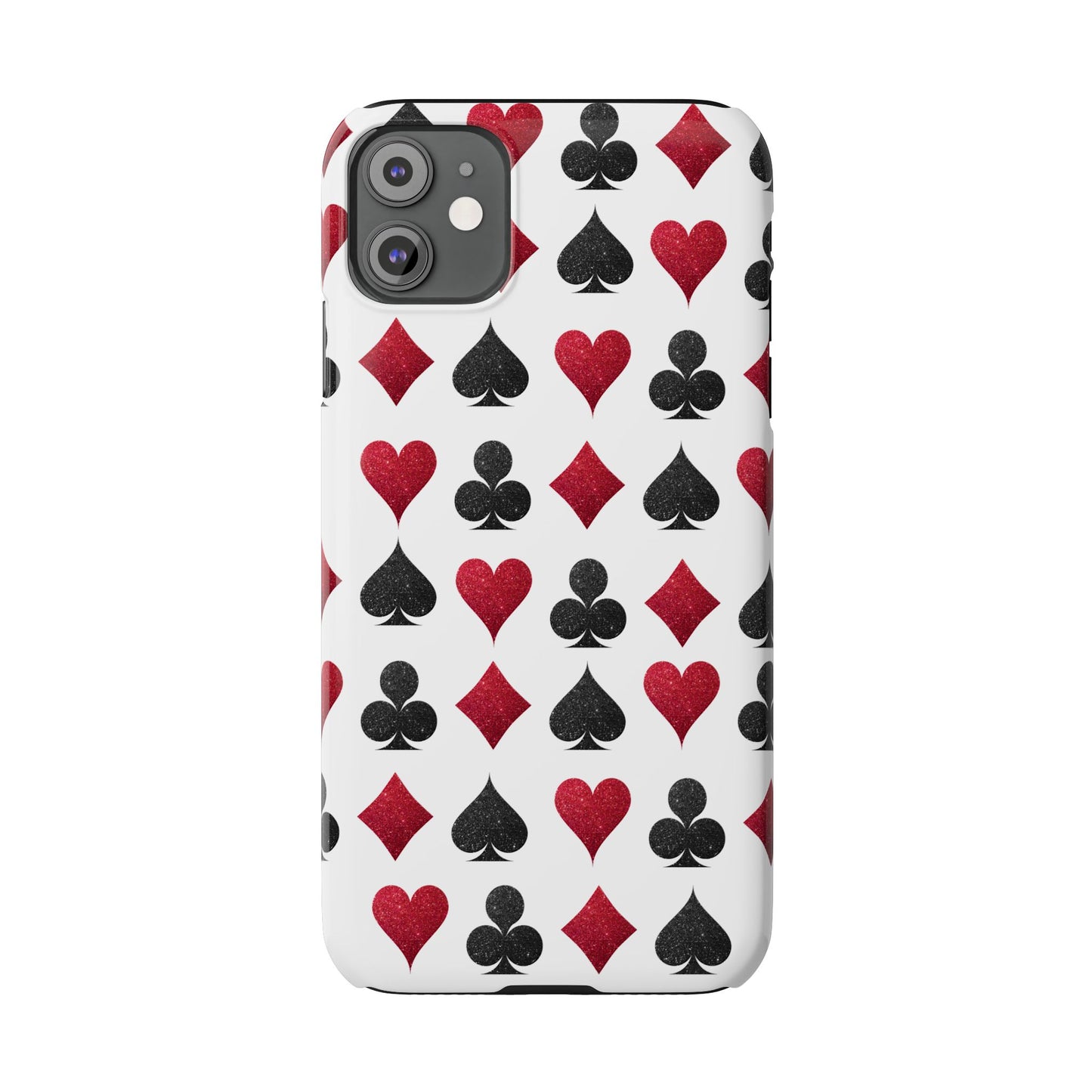 Stylish Playing Card Slim Phone Case - Red & Black Design