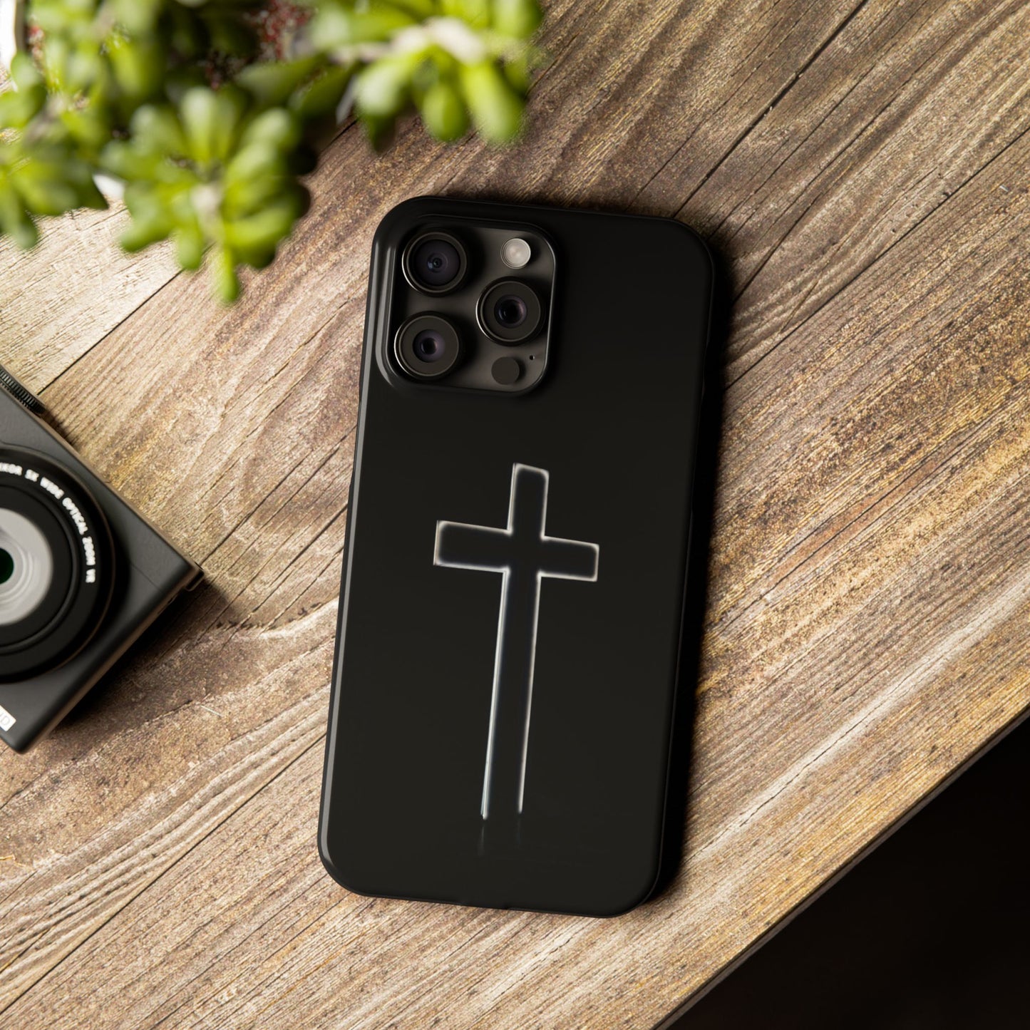 Inspirational Slim Phone Case with Cross Design