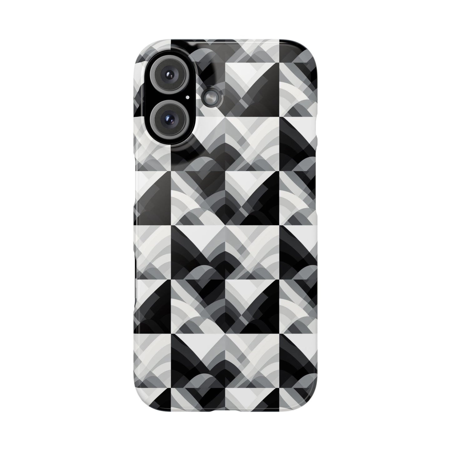 Stylish Black and Gray Slim Phone Case - Geometric Pattern for Modern Aesthetics