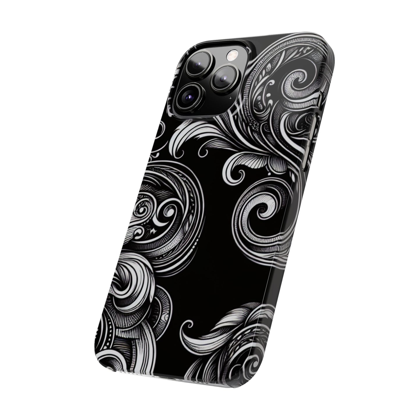 Elegant Black Swirl Slim Phone Case - Artistic Design for All Occasions