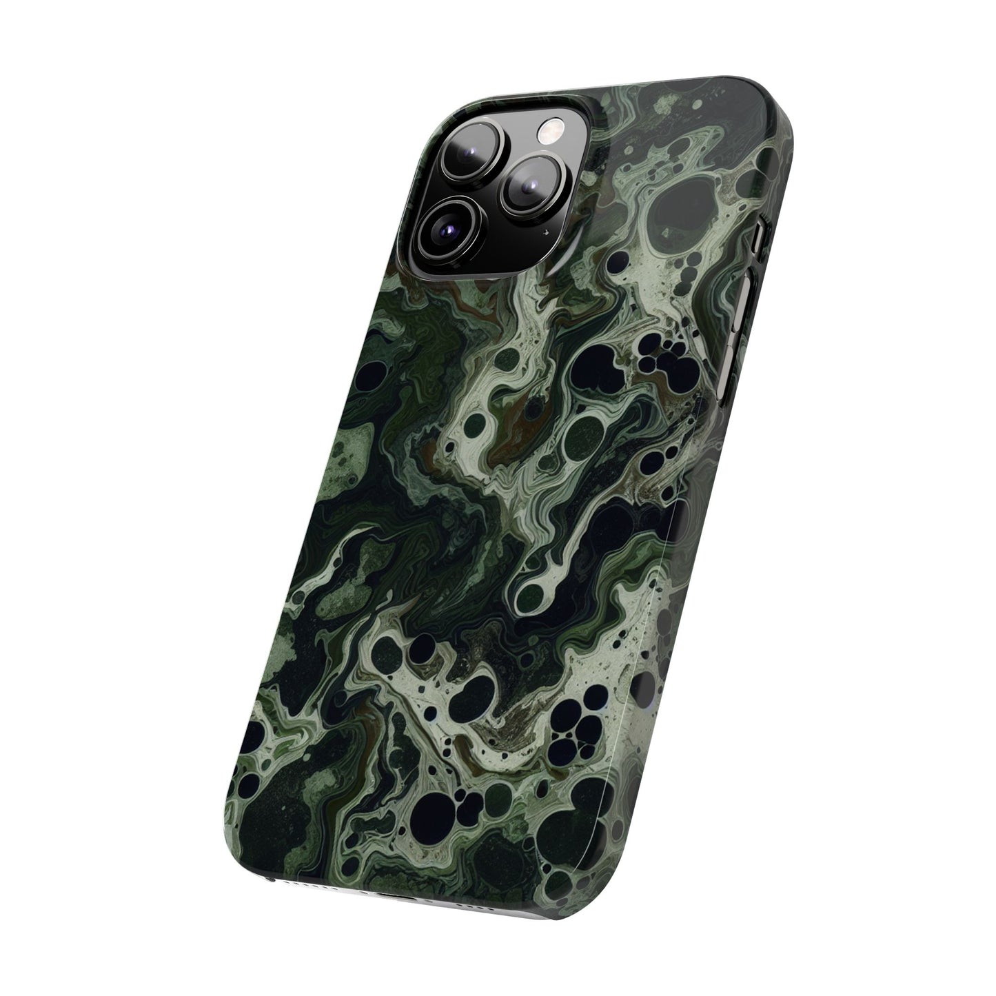 Marbled Green Slim Phone Case - Stylish Protection for Nature Lovers