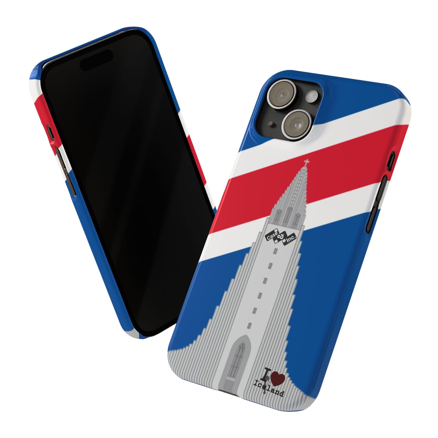 I Love Iceland Slim Phone Case - Colorful Reykjavík Landmark Design