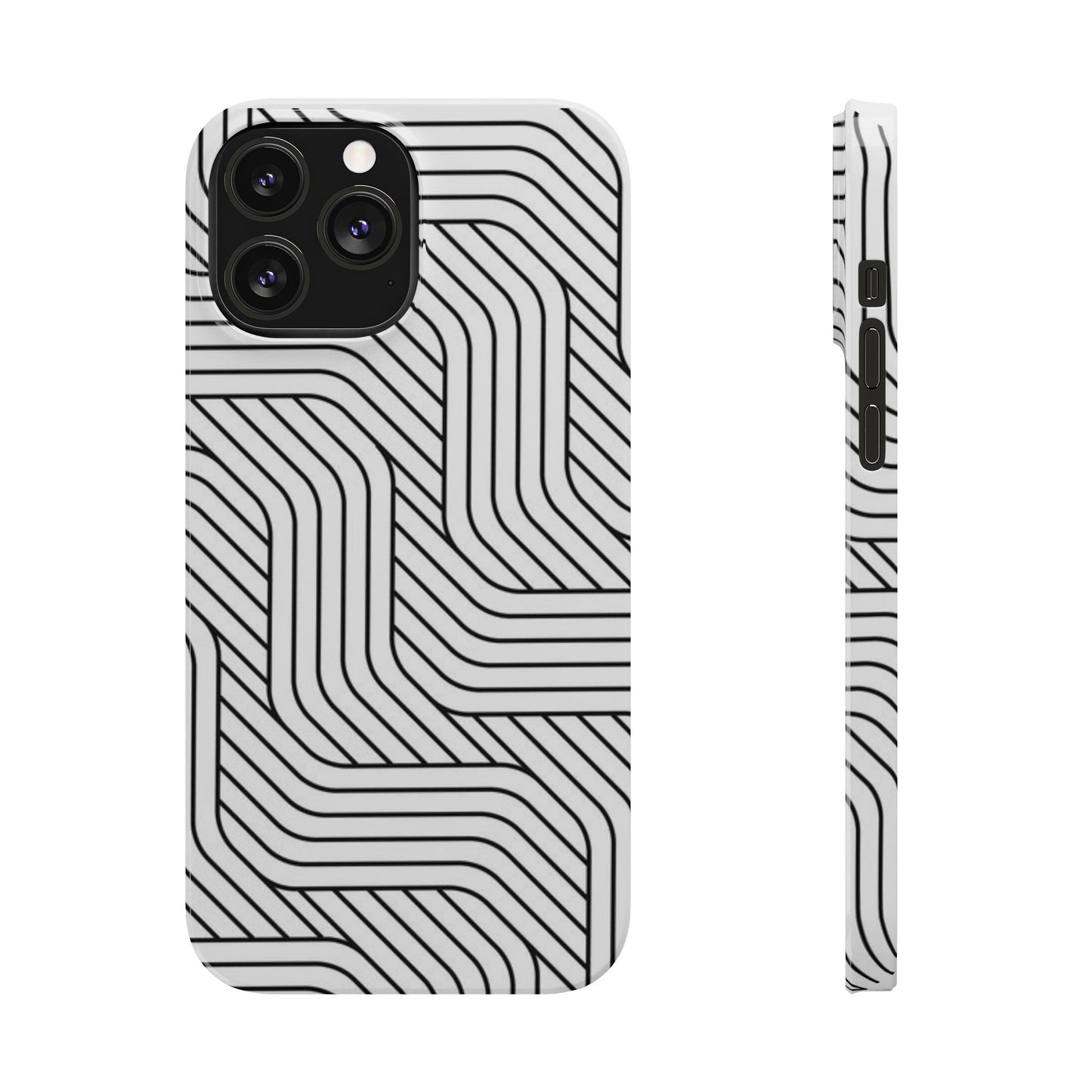 Stylish Geometric Slim Phone Case - Sleek Black and White Design for Minimalist Aesthetics