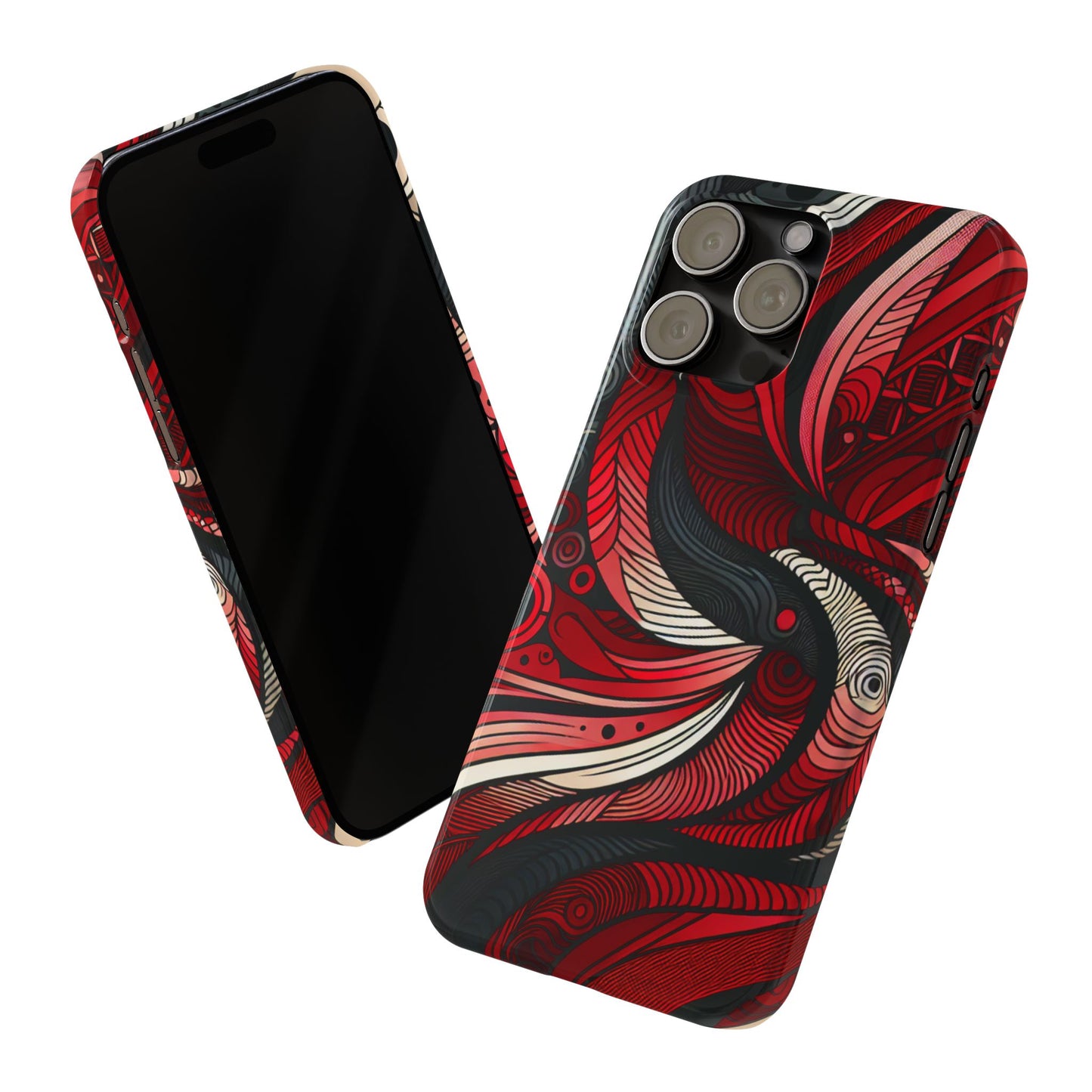 Artistic Red Swirl Slim Phone Case - Trendy Design for Stylish Protection