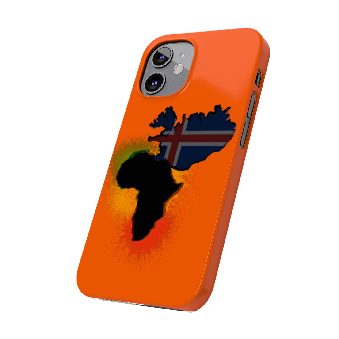 Bold African Map Slim Phone Case with Icelandic Flag