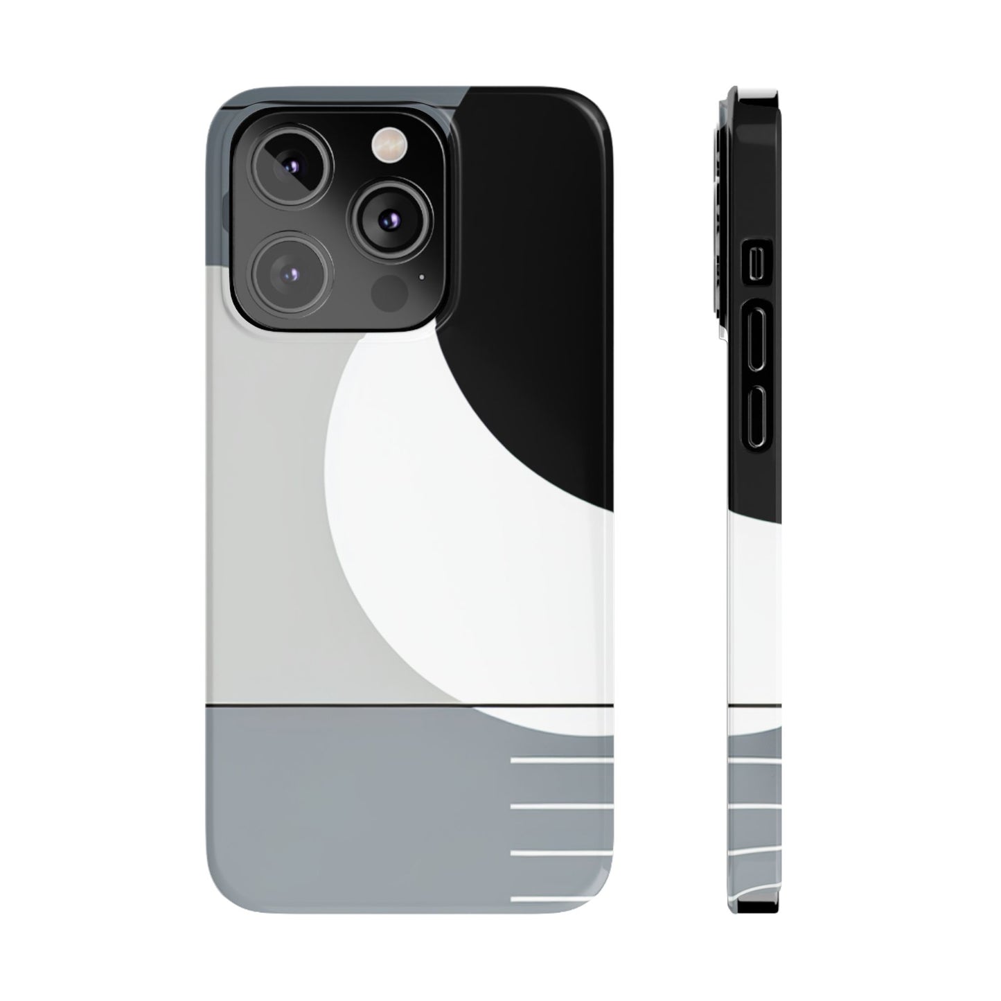 Minimalist Abstract Slim Phone Case - Modern Black and Gray Design