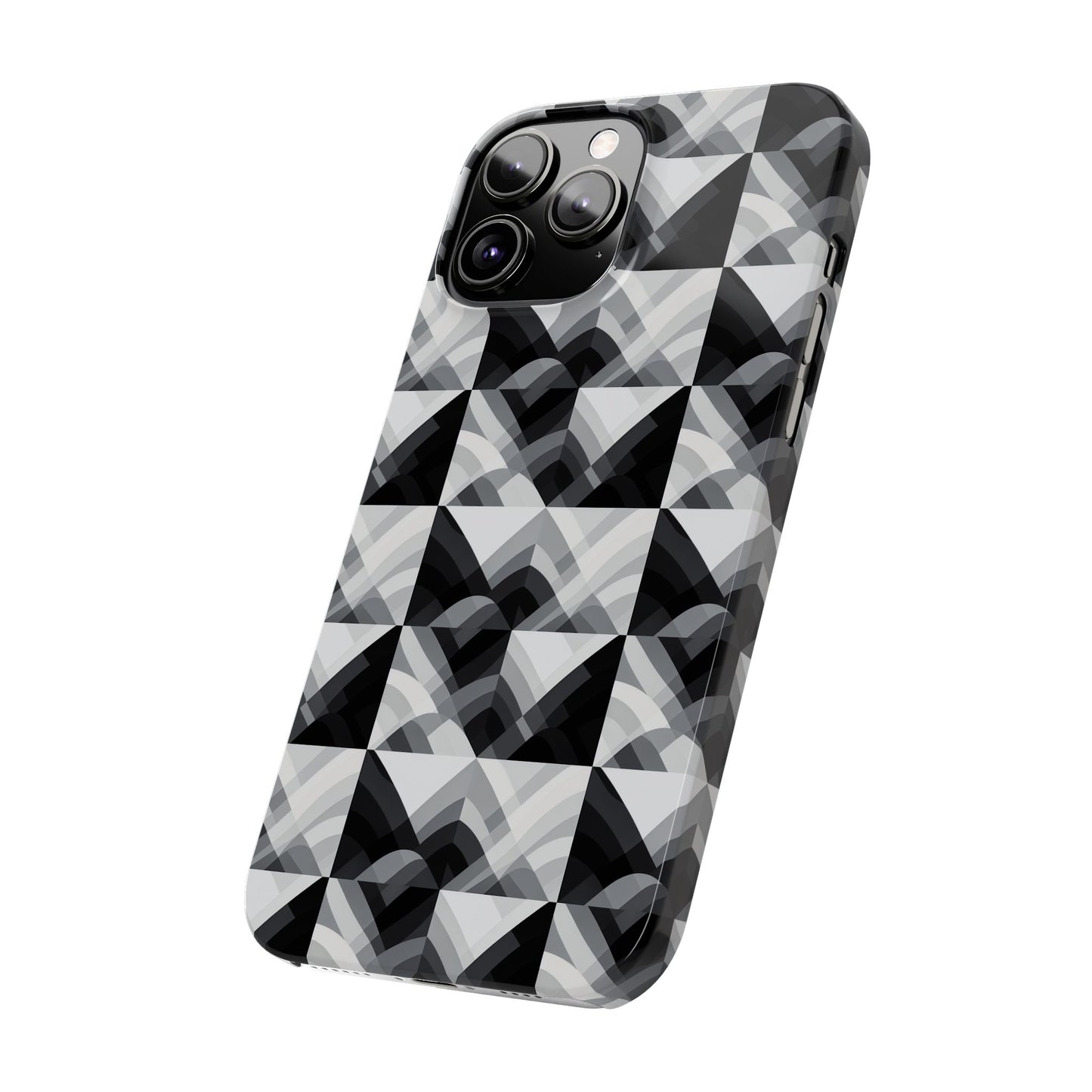 Stylish Black and Gray Slim Phone Case - Geometric Pattern for Modern Aesthetics