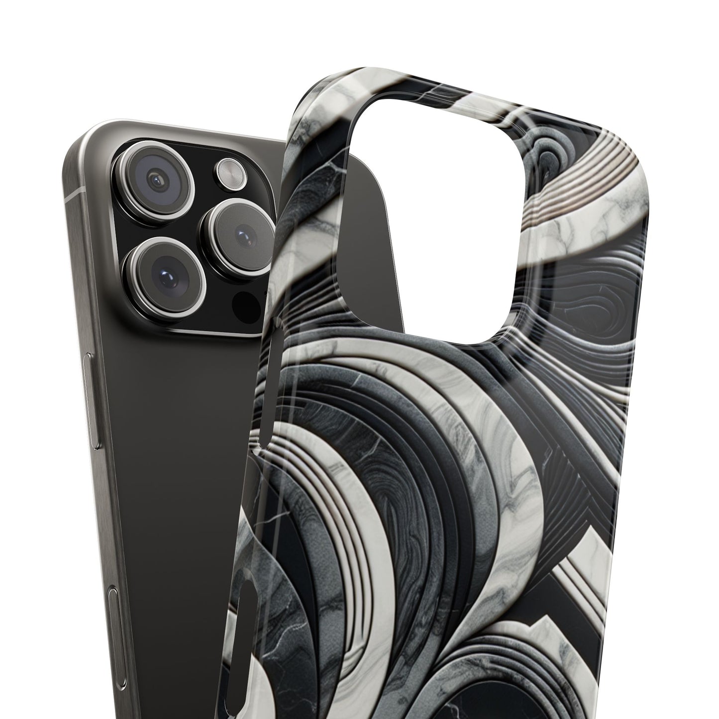 Elegant Marble Slim Phone Case - Stylish Black & White Design