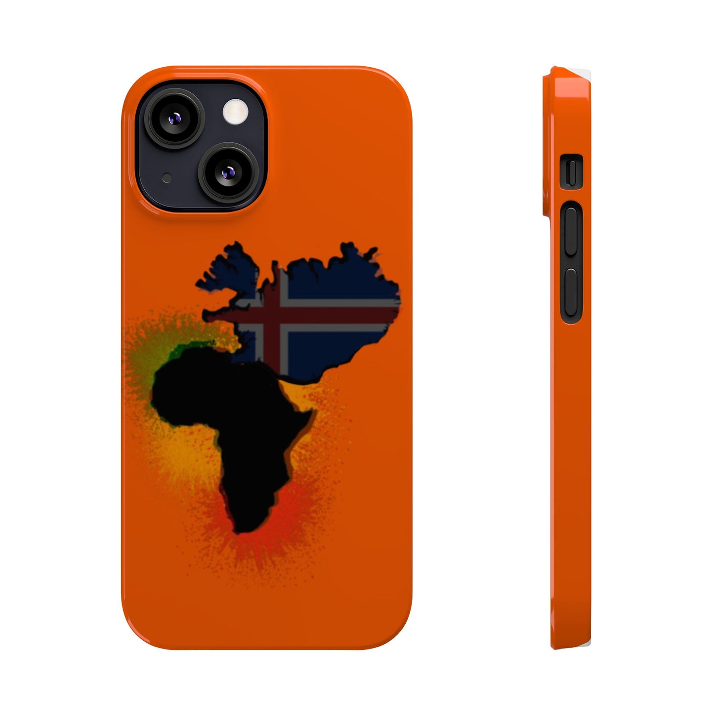 Bold African Map Slim Phone Case with Icelandic Flag