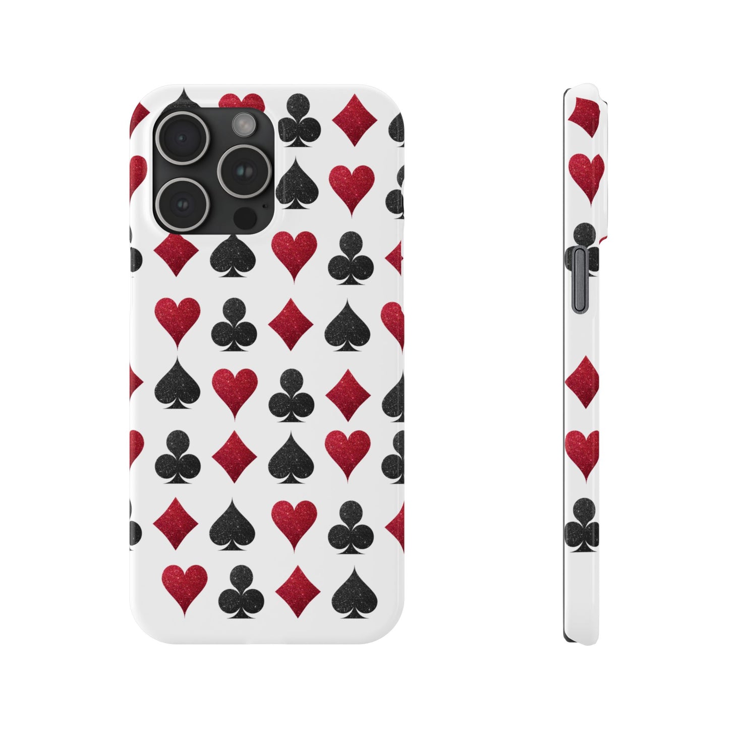 Stylish Playing Card Slim Phone Case - Red & Black Design