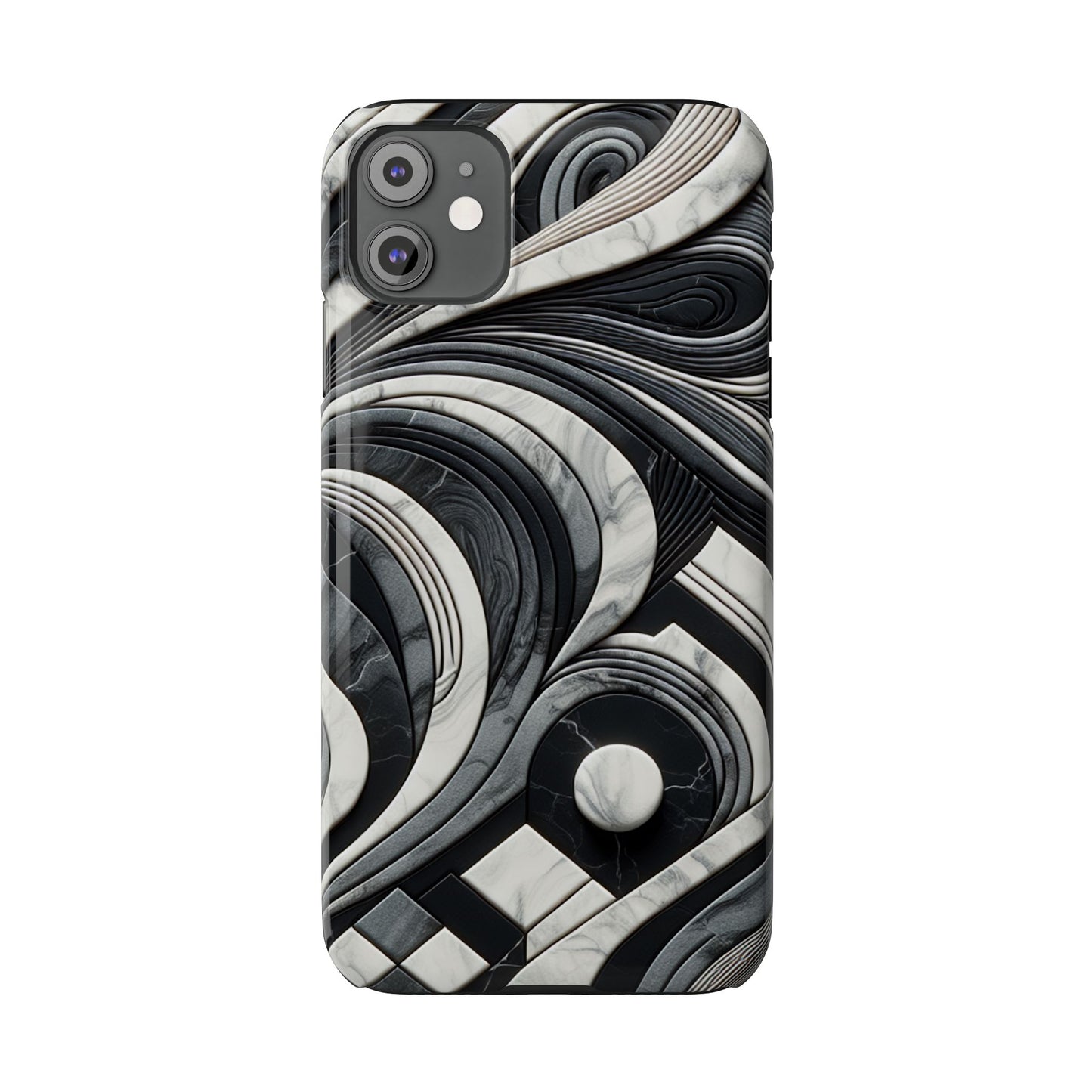 Elegant Marble Slim Phone Case - Stylish Black & White Design