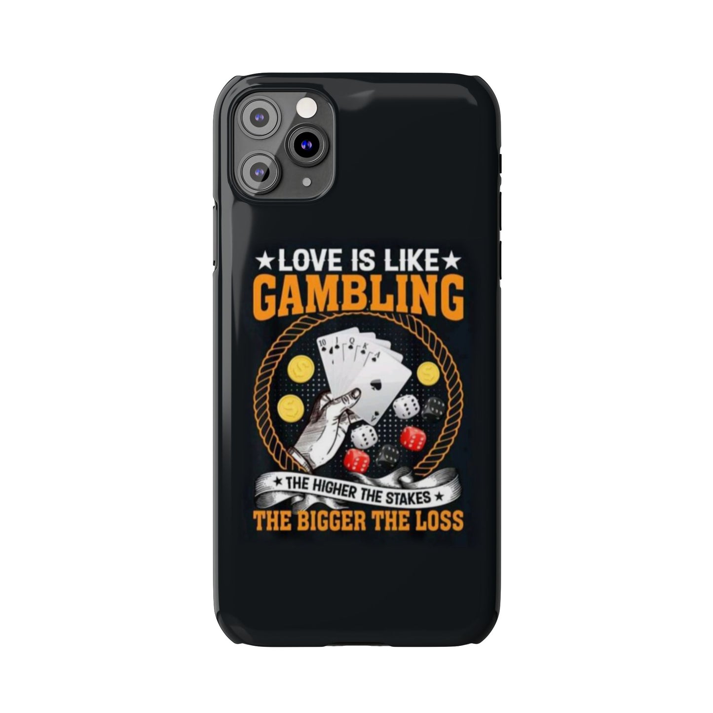 Gambling-Themed Slim Phone Case - 'Love is Like Gambling' Design