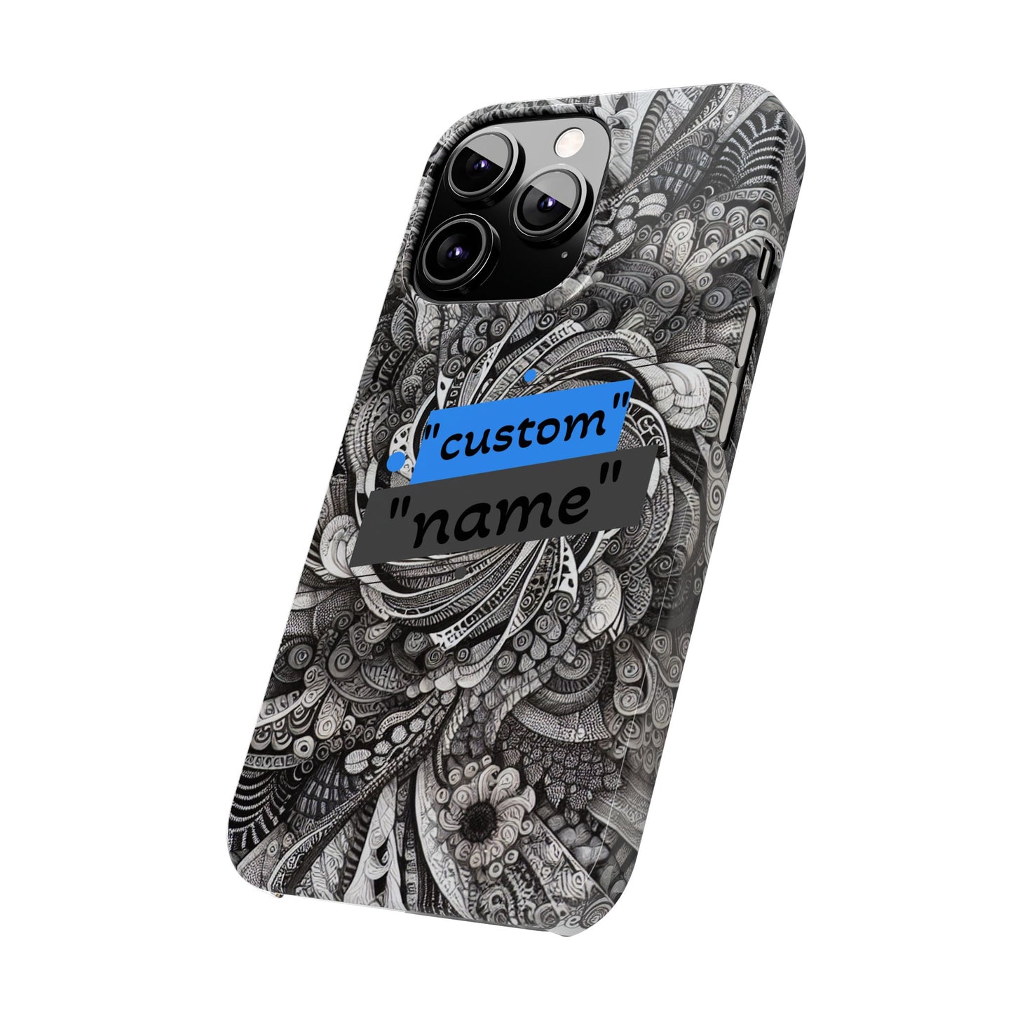 Customizable Slim Phone Cases - Personalized Black Swirl Design