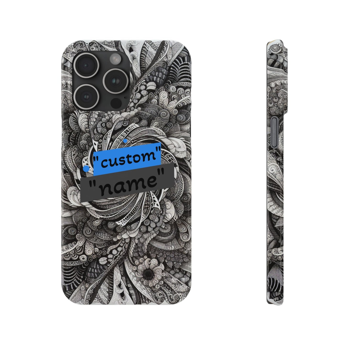 Customizable Slim Phone Cases - Personalized Black Swirl Design