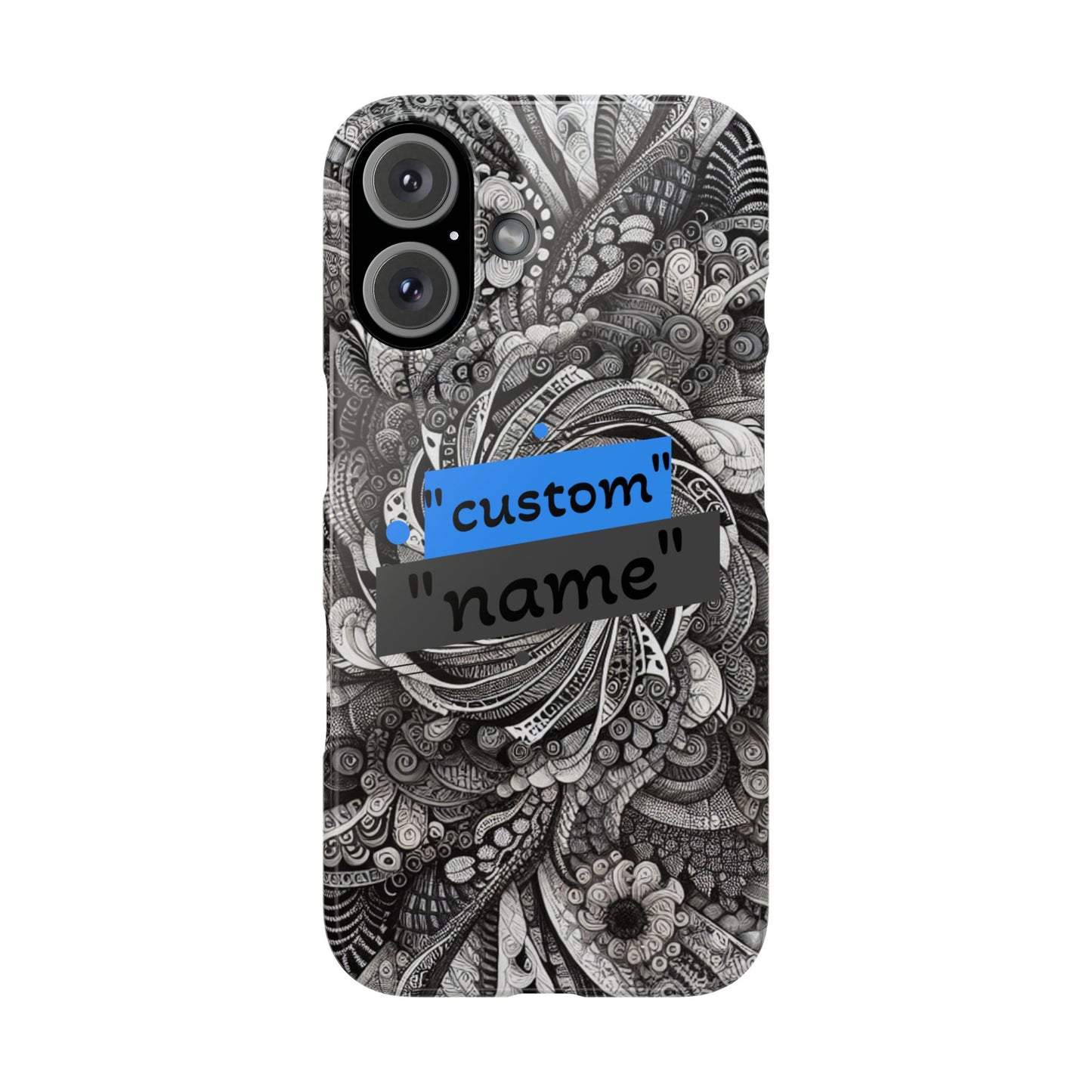 Customizable Slim Phone Cases - Personalized Black Swirl Design