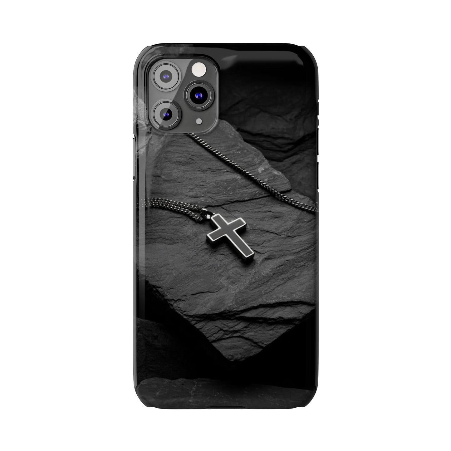 Minimalist Black Cross Slim Phone Case - Stylish & Modern Design