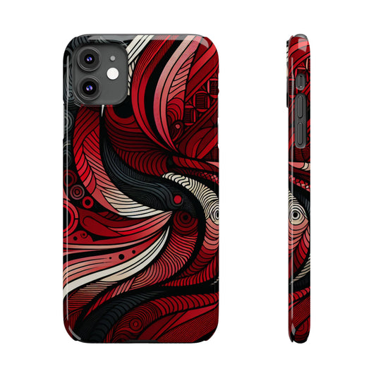 Artistic Red Swirl Slim Phone Case - Trendy Design for Stylish Protection