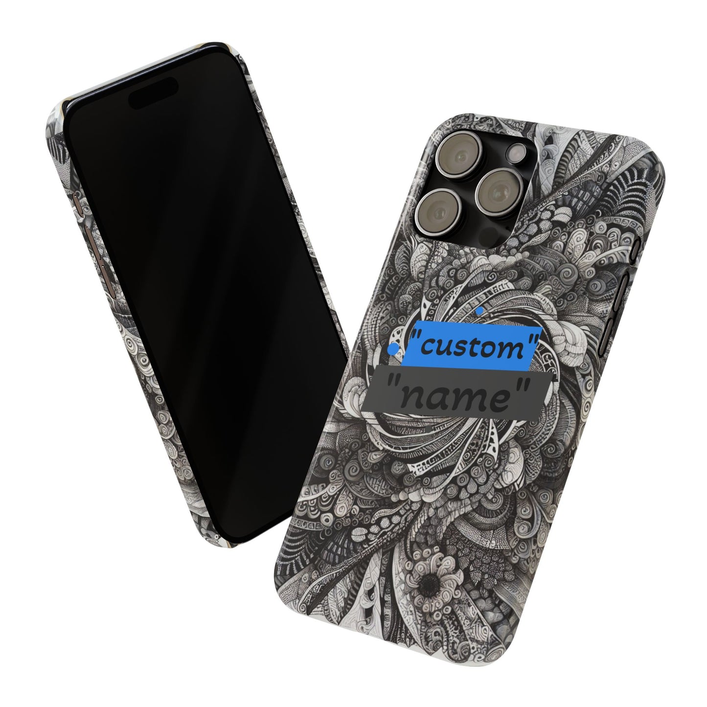 Customizable Slim Phone Cases - Personalized Black Swirl Design