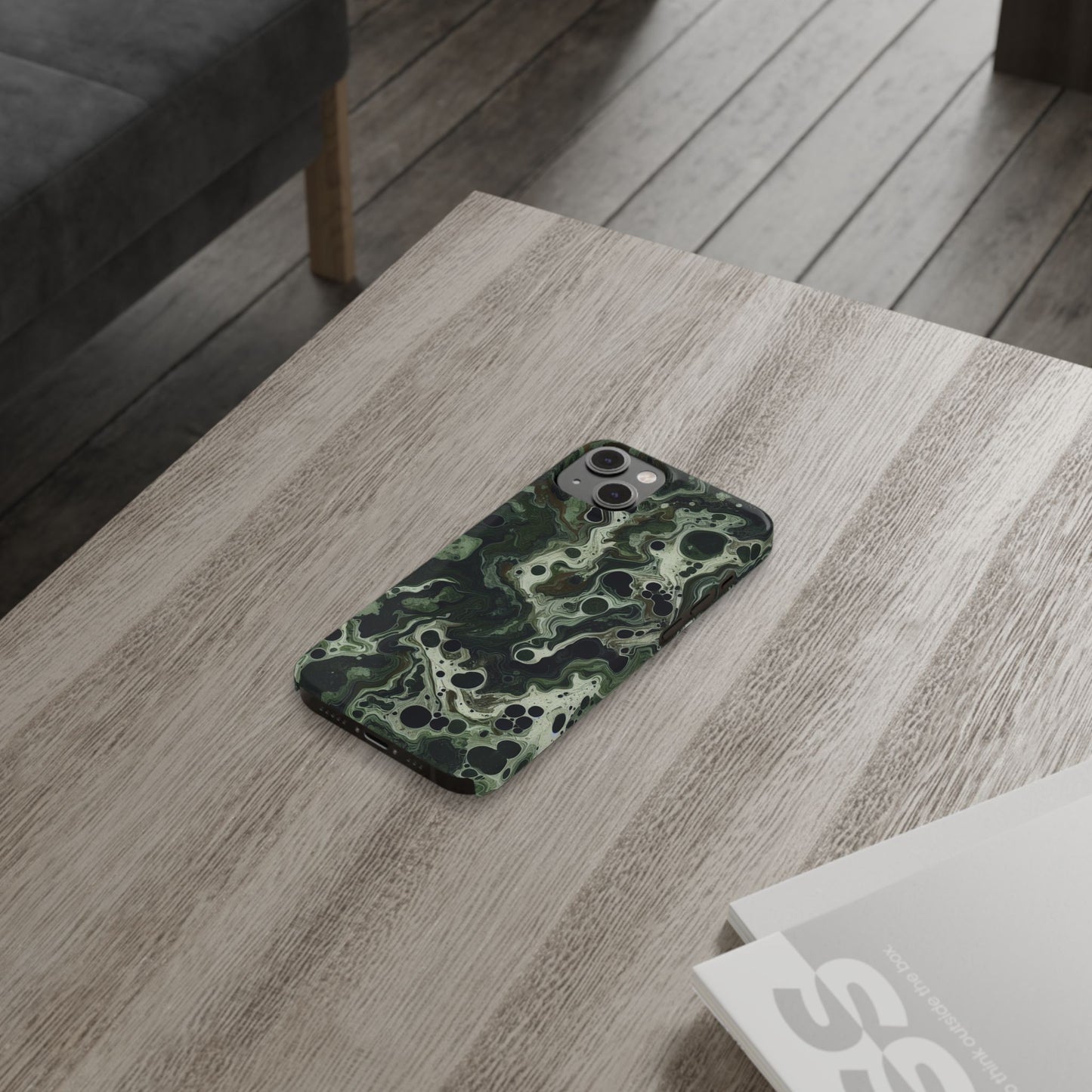 Marbled Green Slim Phone Case - Stylish Protection for Nature Lovers