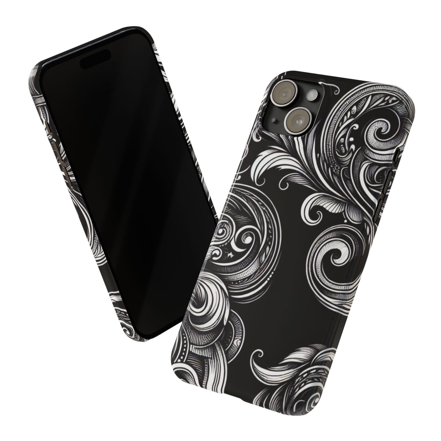 Elegant Black Swirl Slim Phone Case - Artistic Design for All Occasions