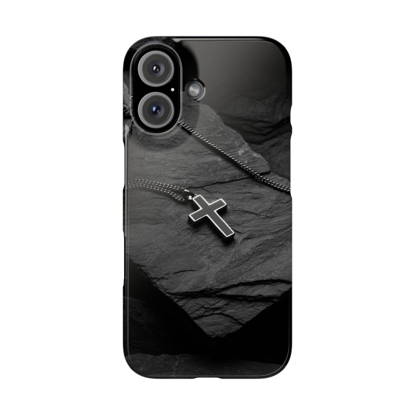 Minimalist Black Cross Slim Phone Case - Stylish & Modern Design