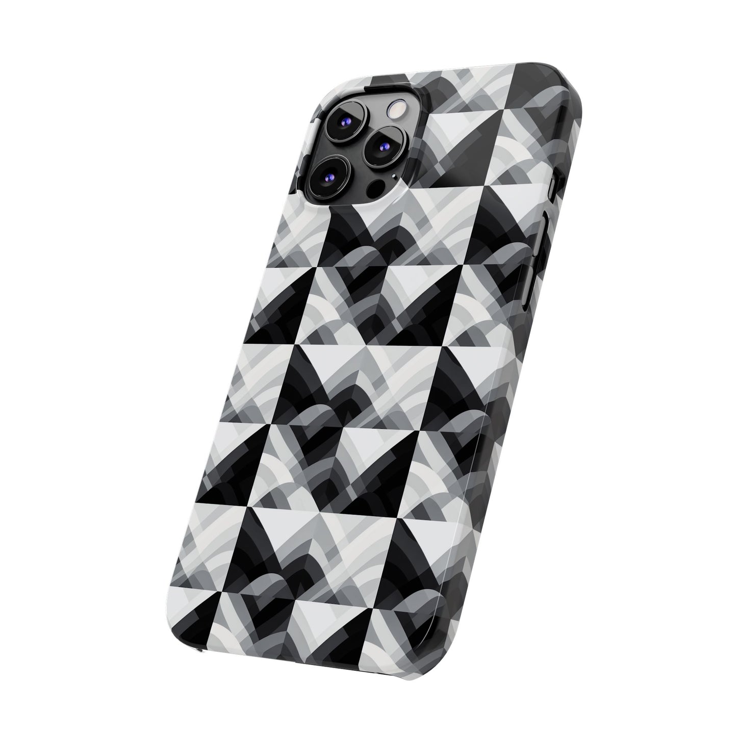 Stylish Black and Gray Slim Phone Case - Geometric Pattern for Modern Aesthetics