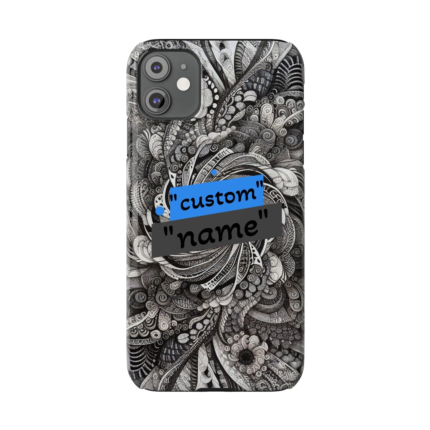 Customizable Slim Phone Cases - Personalized Black Swirl Design