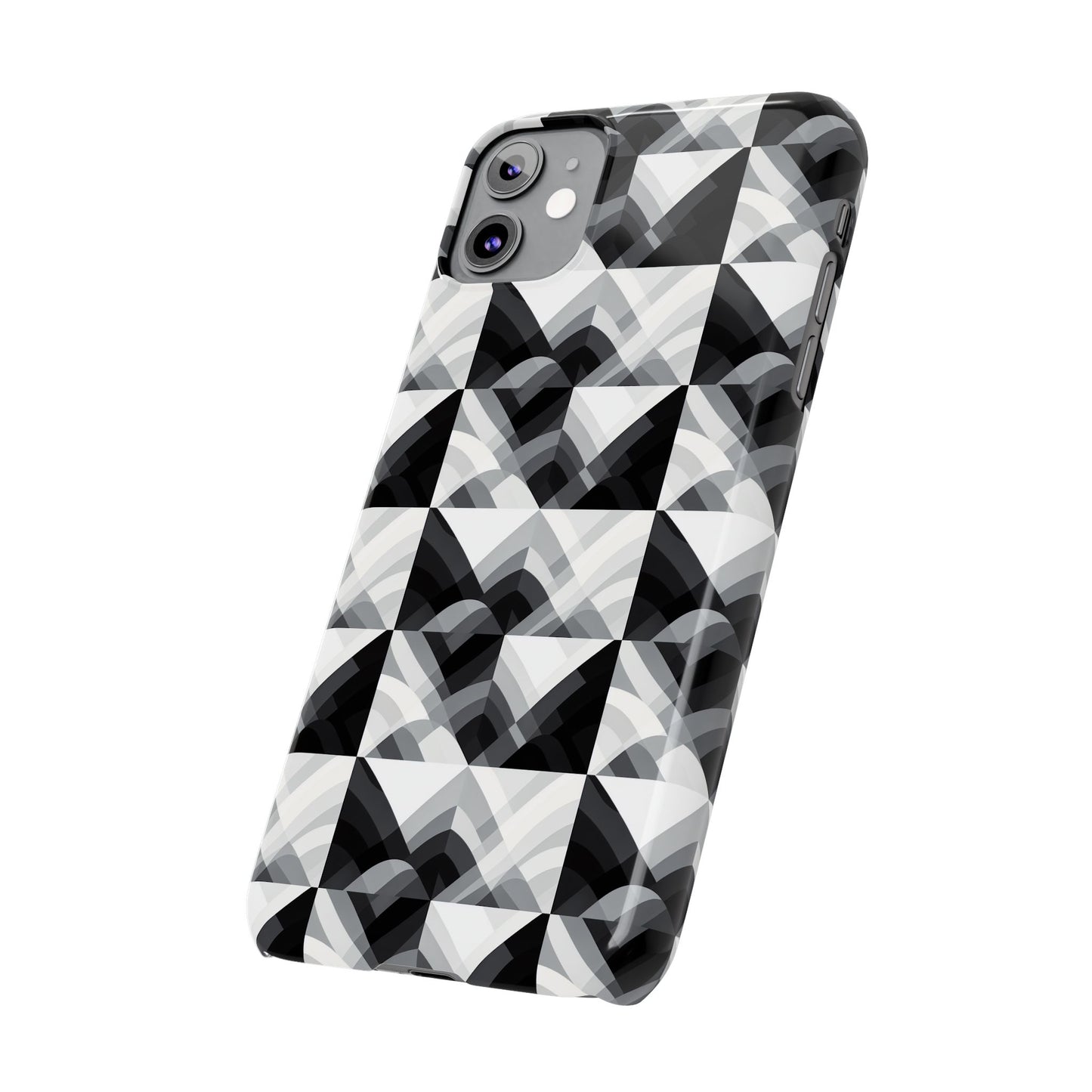 Stylish Black and Gray Slim Phone Case - Geometric Pattern for Modern Aesthetics