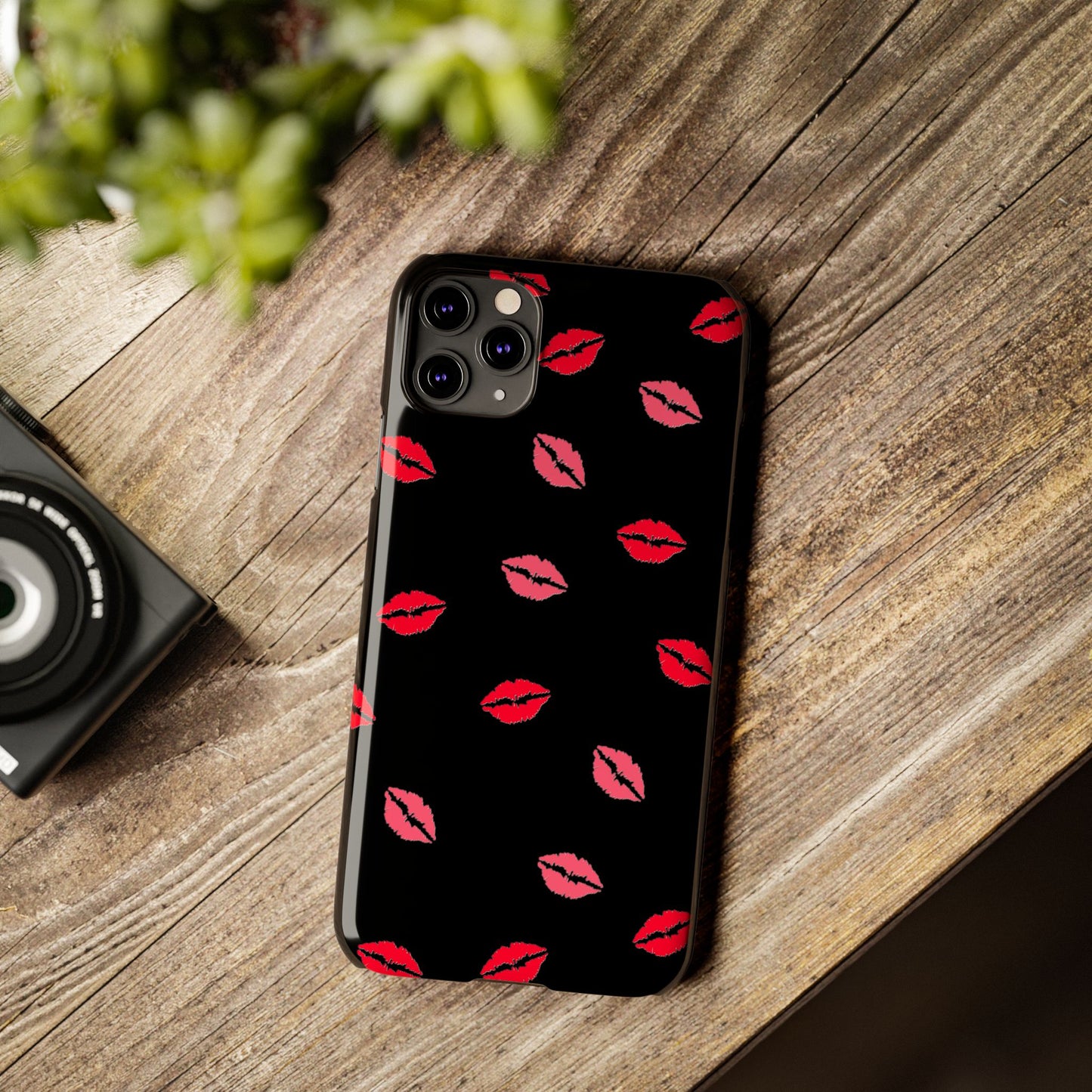 Kiss Mark Slim Phone Case - Chic Lip Print Design for Fashion Lovers