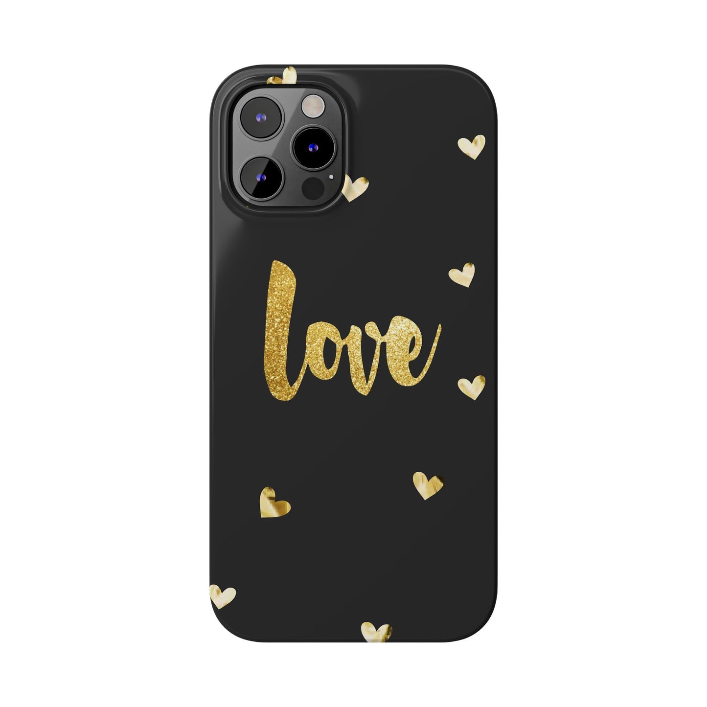 Glitter Love Slim Phone Case - Stylish Black Love Design