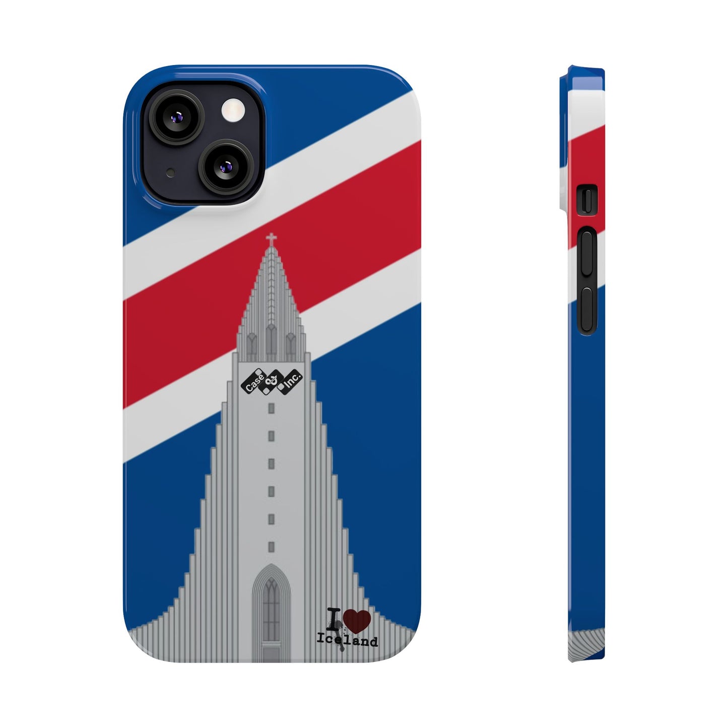 I Love Iceland Slim Phone Case - Colorful Reykjavík Landmark Design