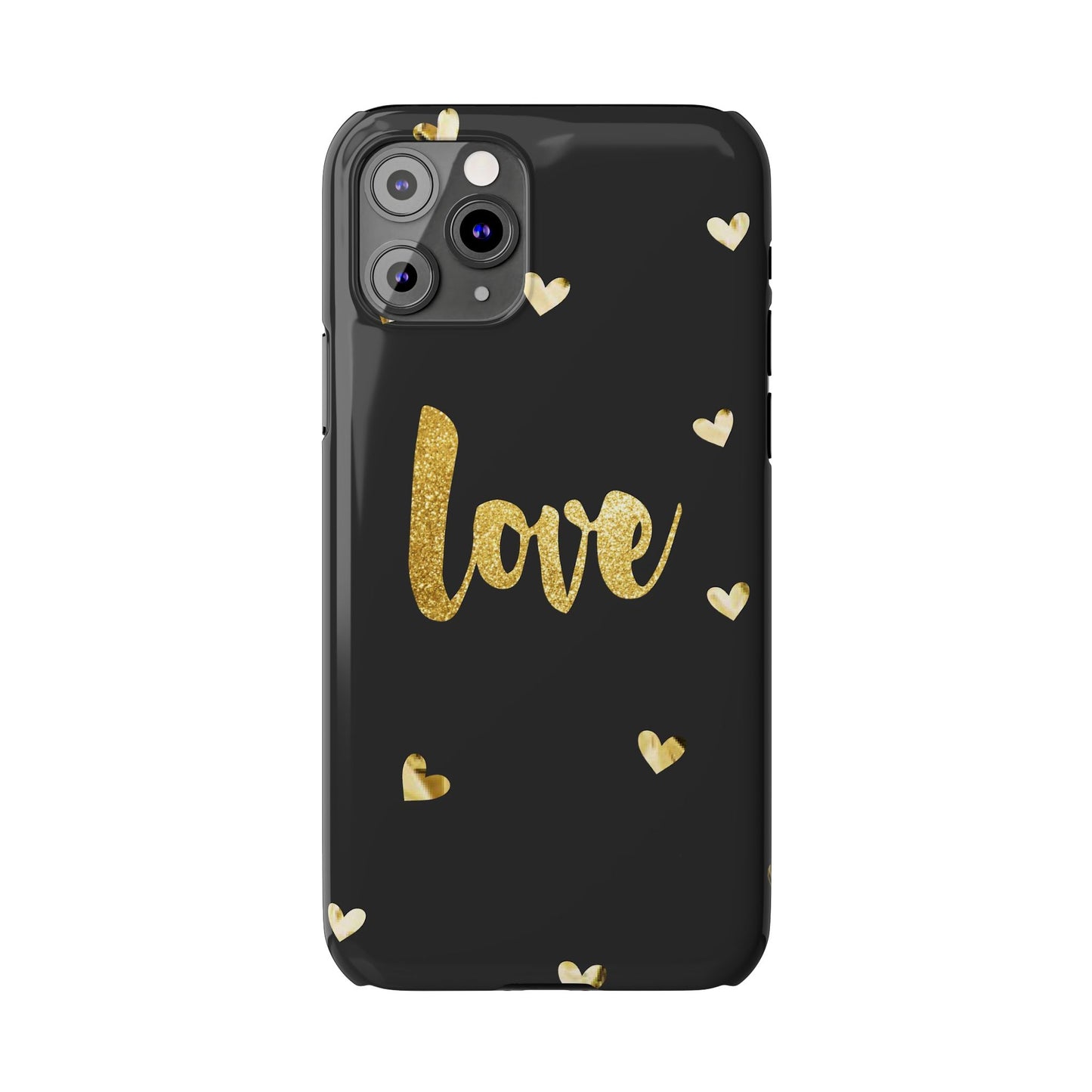 Glitter Love Slim Phone Case - Stylish Black Love Design