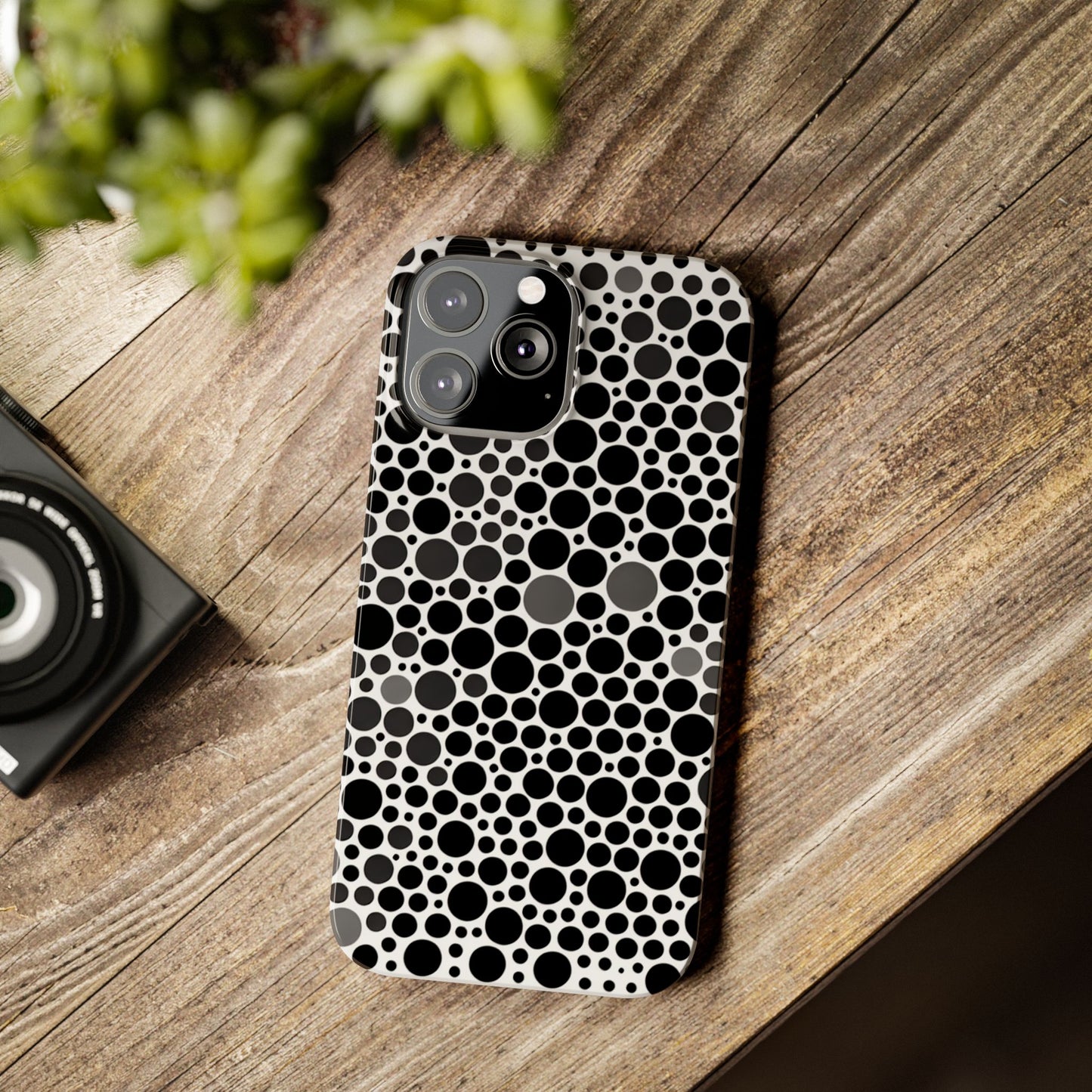 Modern Black Polka Dot Slim Phone Case - Stylish & Protective Cover