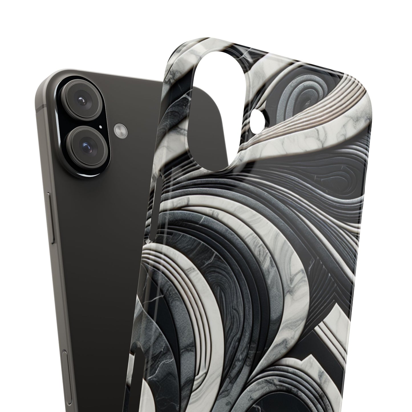 Elegant Marble Slim Phone Case - Stylish Black & White Design