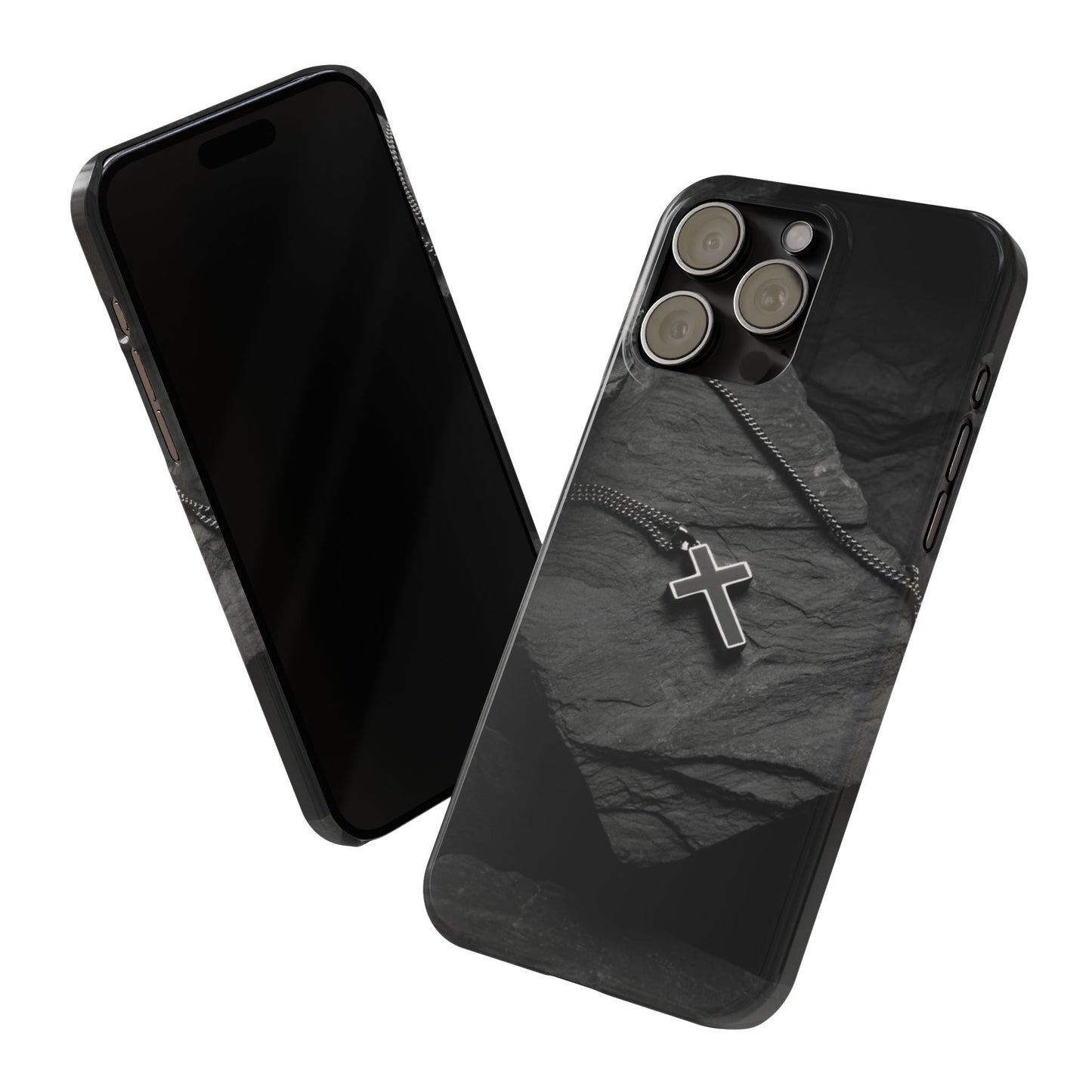 Minimalist Black Cross Slim Phone Case - Stylish & Modern Design