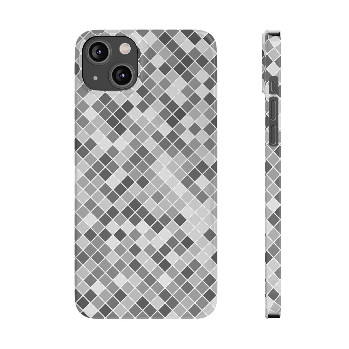 Chic Grey Mosaic Slim Phone Case - Stylish Protection for Modern Lifestyle