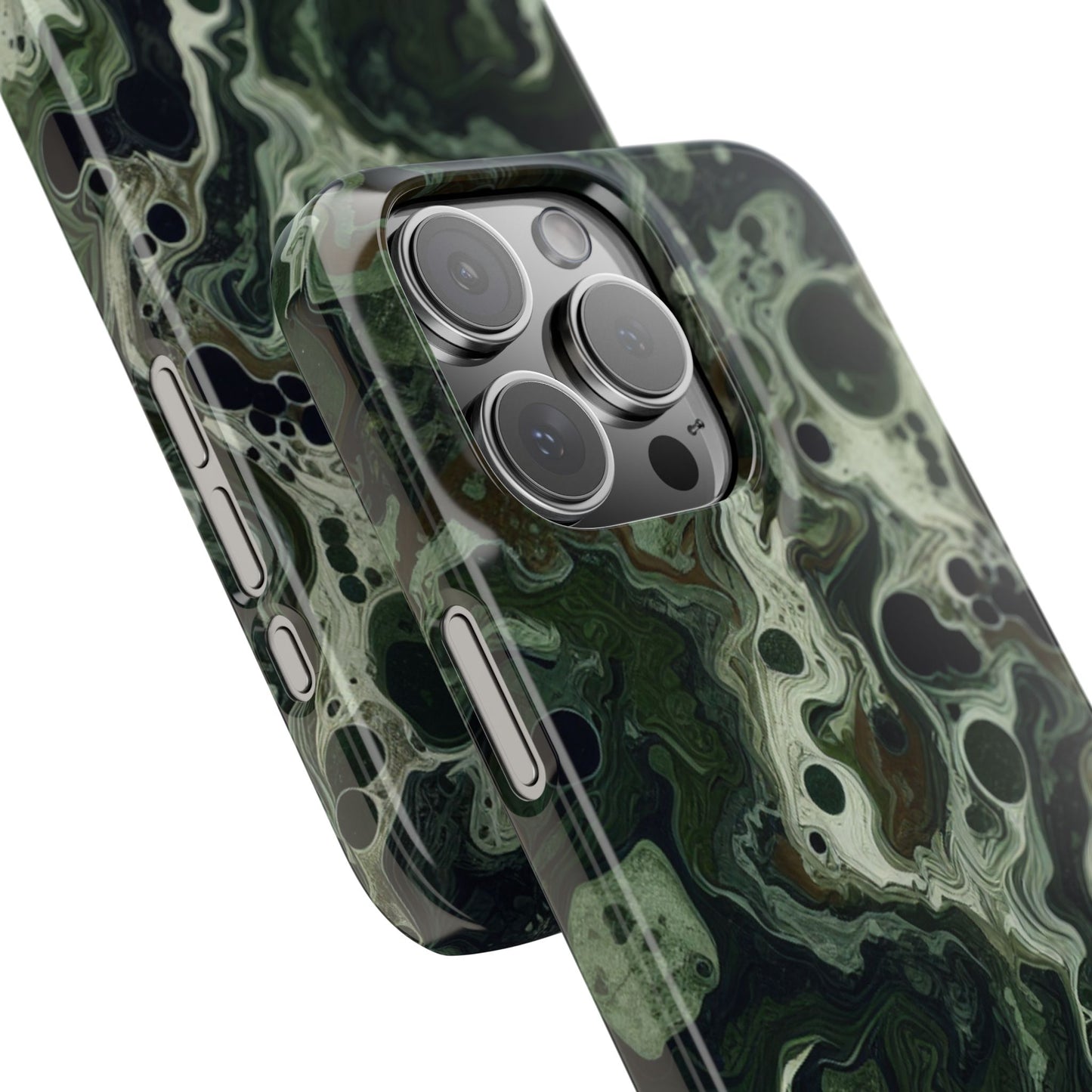 Marbled Green Slim Phone Case - Stylish Protection for Nature Lovers