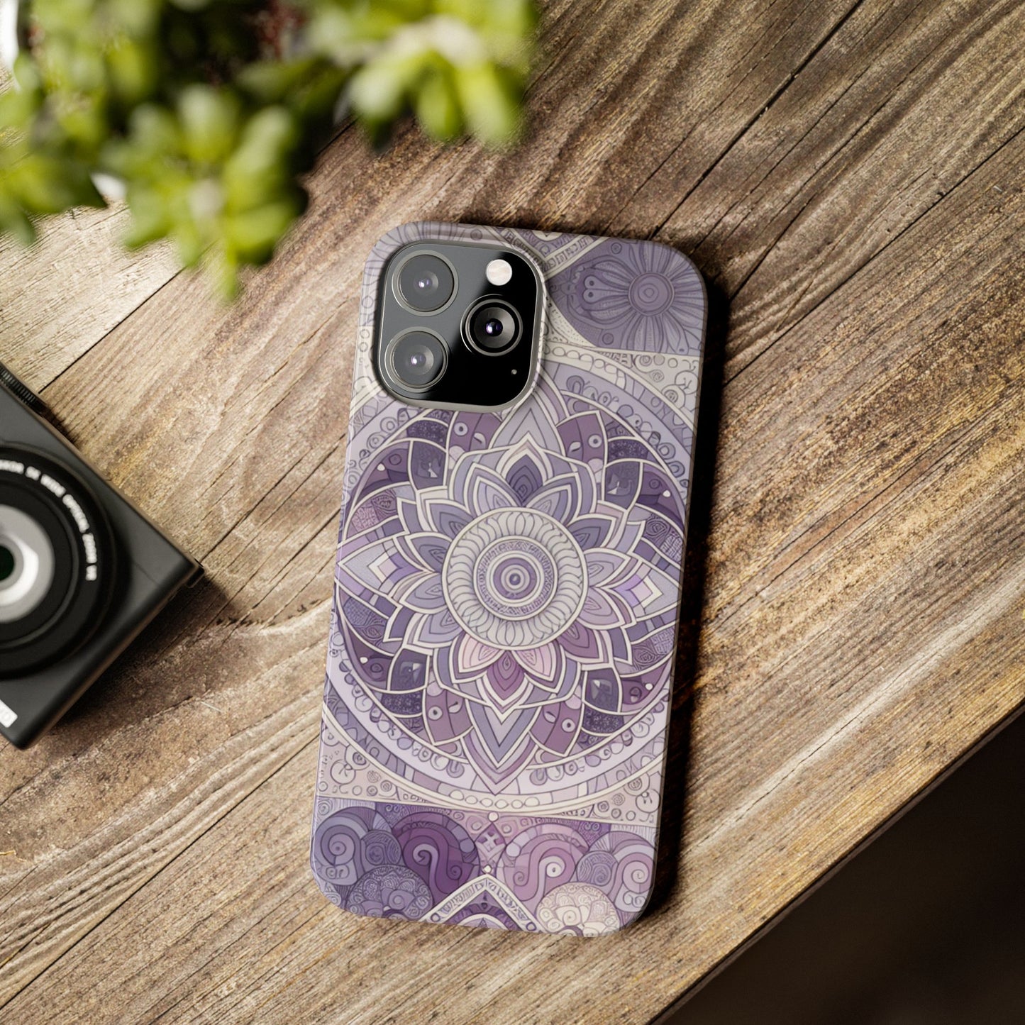 Elegant Mandala Slim Phone Case – Purple Harmony Design