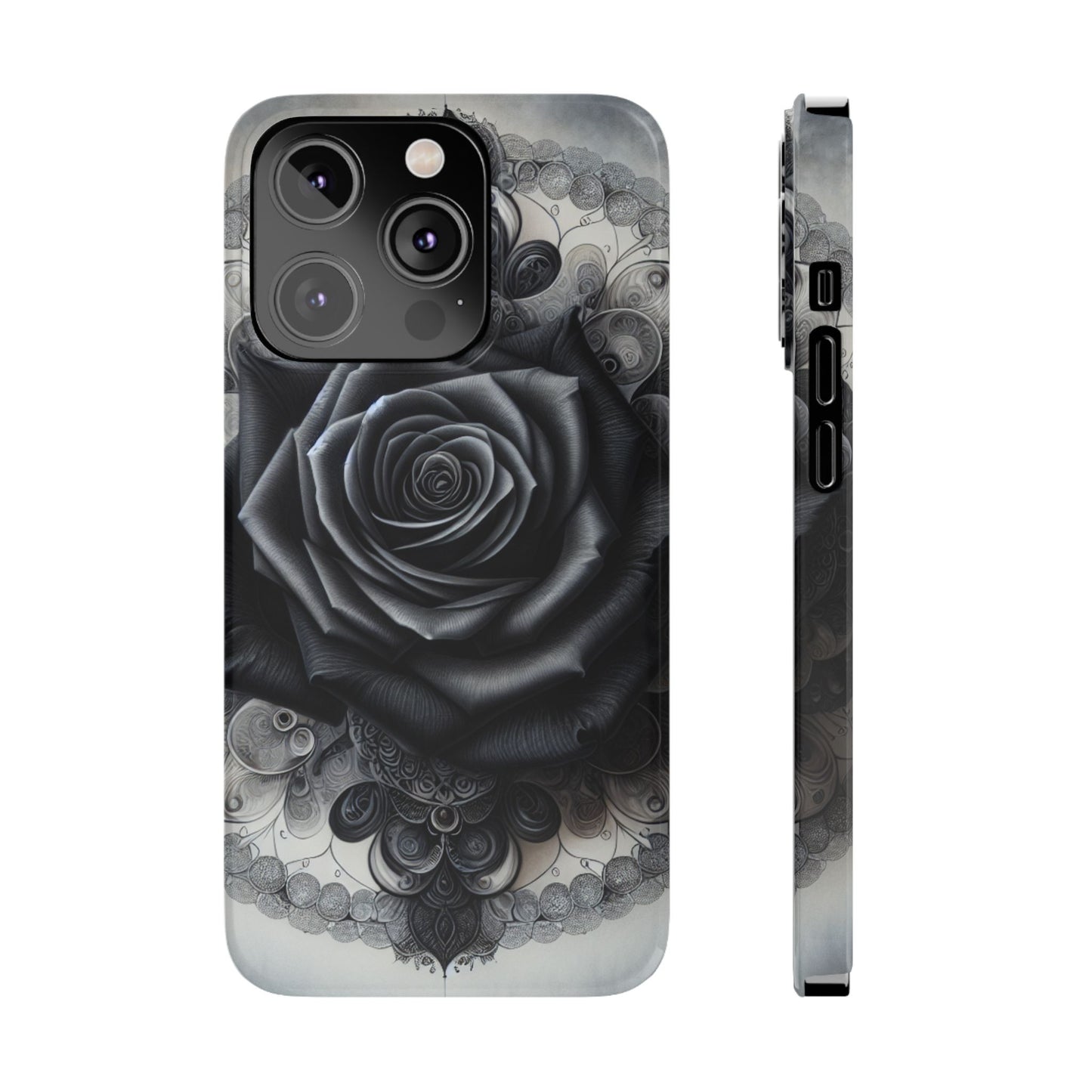 Elegant Black Rose Slim Phone Case for Stylish Protection