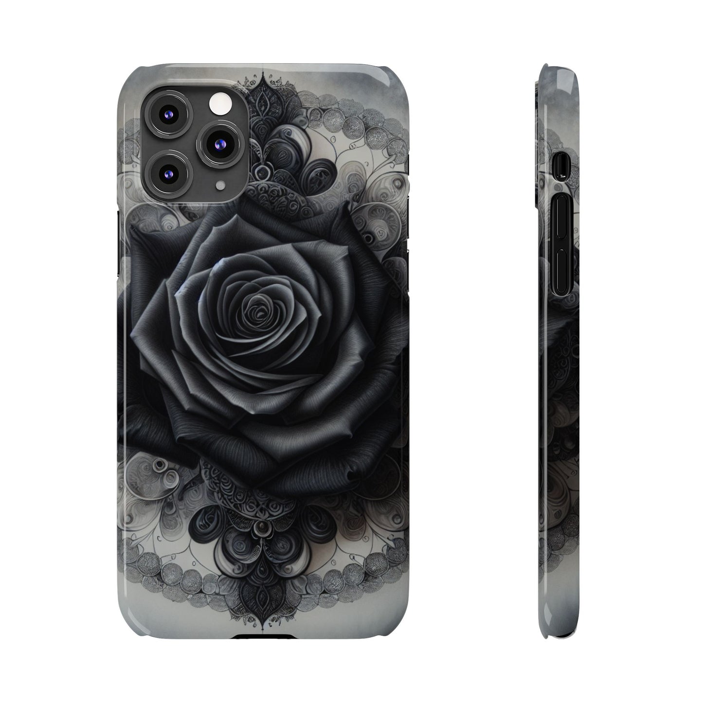 Elegant Black Rose Slim Phone Case for Stylish Protection