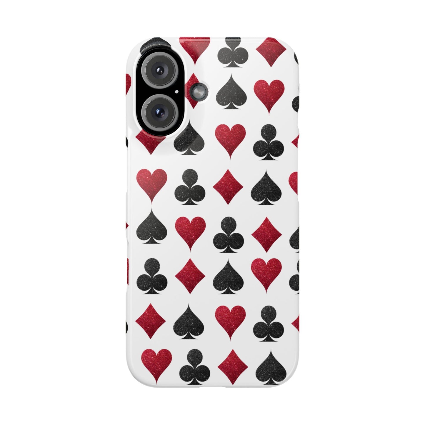 Stylish Playing Card Slim Phone Case - Red & Black Design