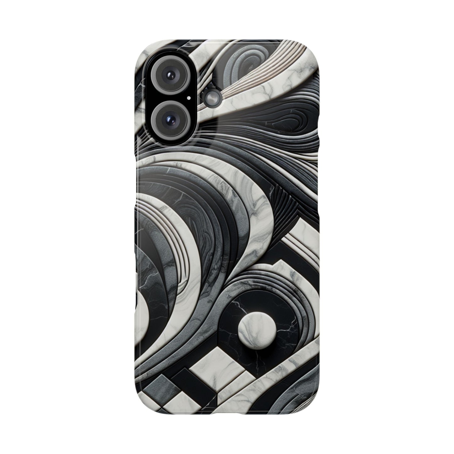 Elegant Marble Slim Phone Case - Stylish Black & White Design