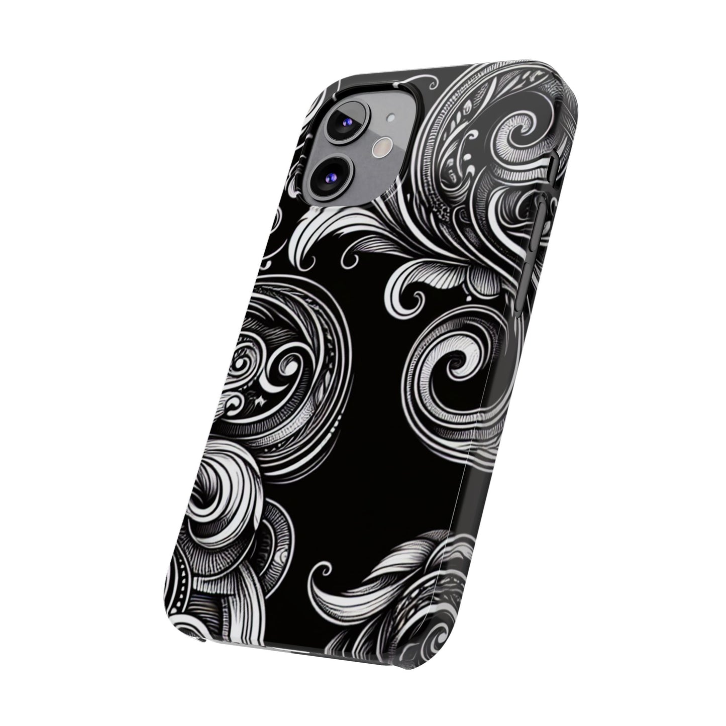 Elegant Black Swirl Slim Phone Case - Artistic Design for All Occasions